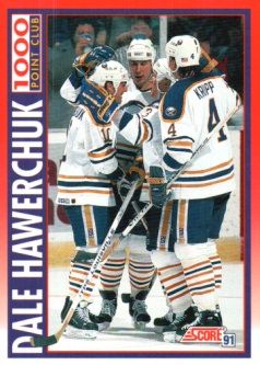 1991-92 Score Canadian Bilingual #266 Dale Hawerchuk 1000 PTS