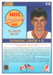 1990-91 Score #416 Dominic Lavoie RC