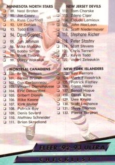 1992-93 Ultra #249 Checklist 2