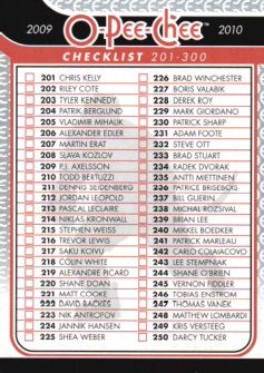2009-10 O-Pee-Chee #498 Checklist Upper Deck