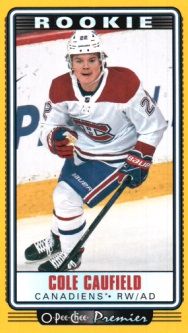 2021-22 O-Pee-Chee OPC Premier Tallboys Yellow #P37 Cole Caufield SP Upper Deck