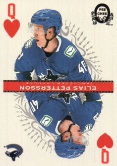 2021-22 O-Pee-Chee Playing Cards #QHEARTS Elias Pettersson Upper Deck